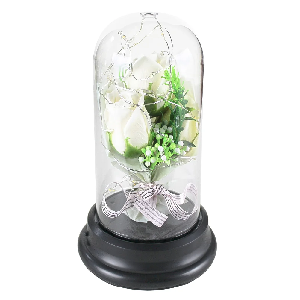 

Plastic Rose Bouquet Artificial Flower Craft Covered Flower Lights Rose Adorn