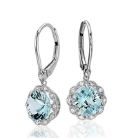 fashionable and exquisite inlaid shiny light blue zircon silverearrings temperament charm bride gift party accessories exclusive