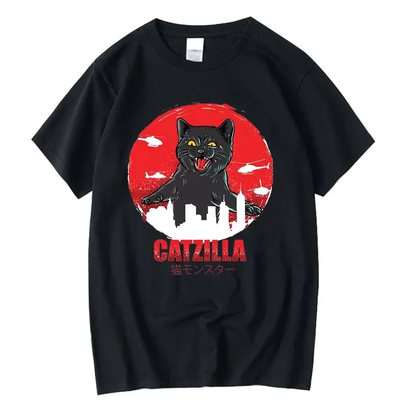 

XIN YI Men's T-shirt High Quality 100% Cotton Funny Crazy Cat Printing Summer Casual Cool Loose O-neck Men T-shirt Male Tops Tee