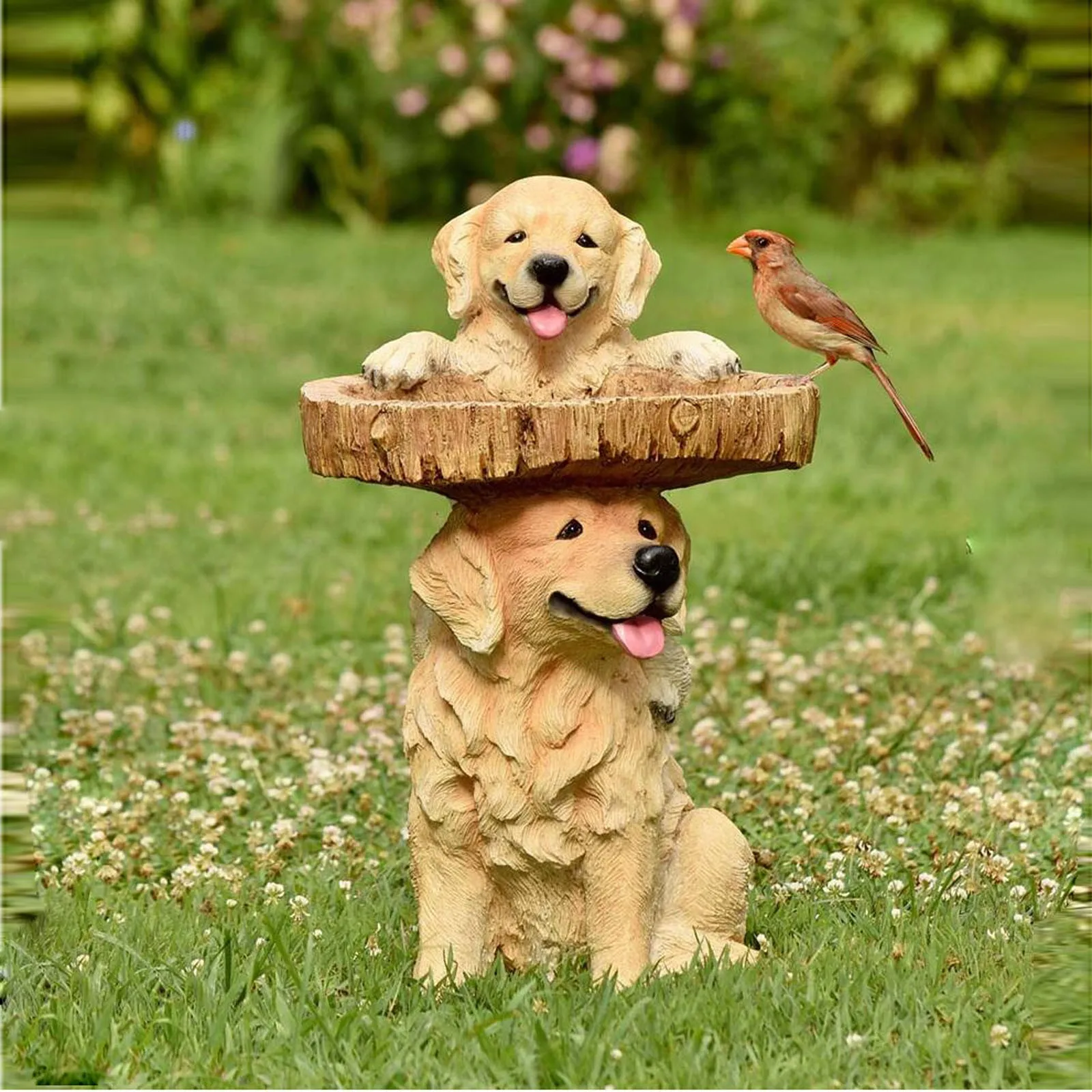

Bird Bath Resin Sculpture Animal Feeders Home Garden Pet Products Supplies Owl,Rooster,Fox,Hedgehog,Dog,Raccoon,Elf Tree House