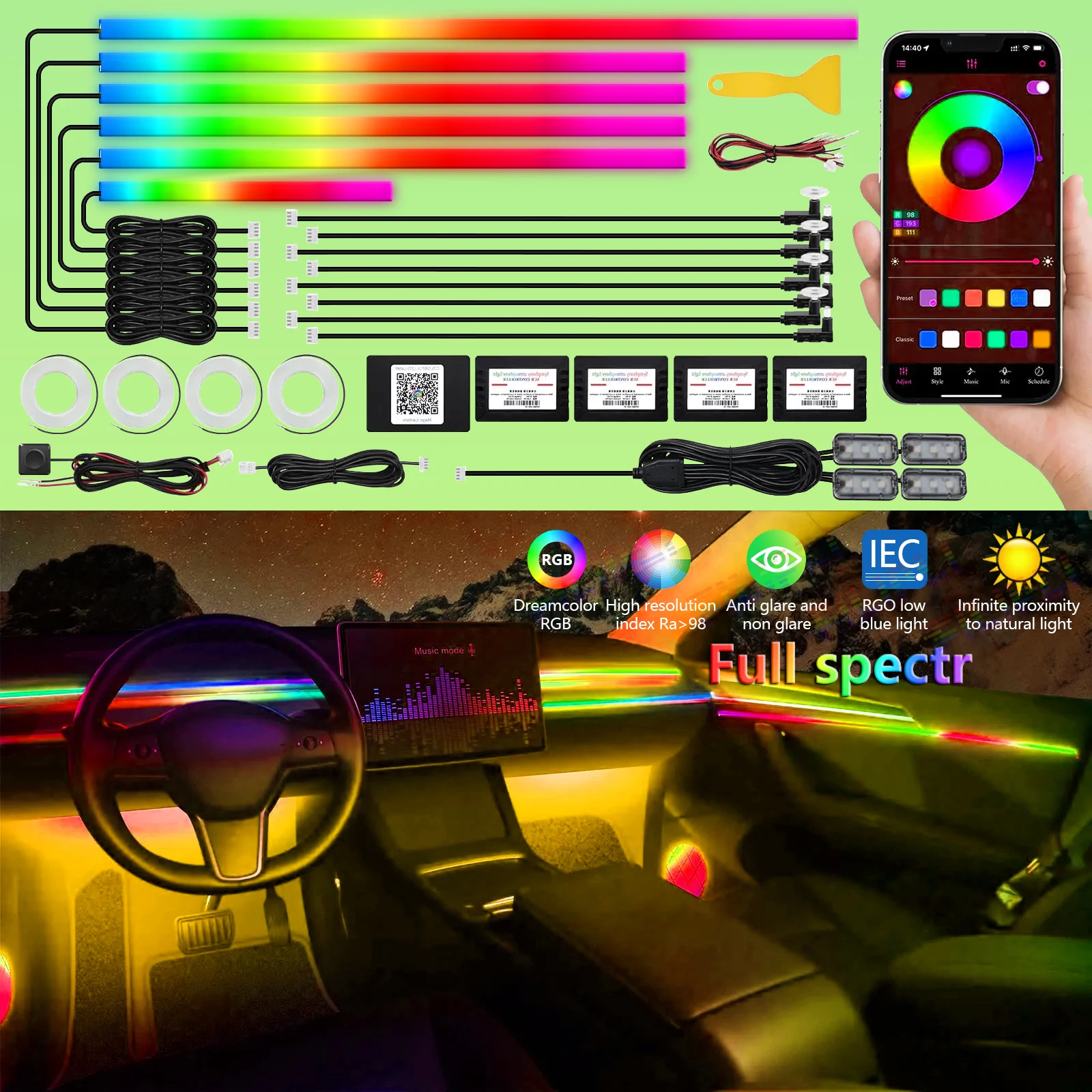 Автомобильная акриловая полоса 110 см 90 75 35 20