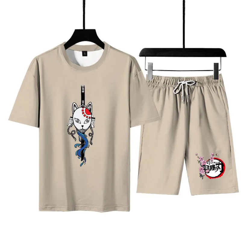 

Solid Summer Men Sets O-neck Tops Shorts 2 Pieces Suit Fashion Short Sleeve Mens Tracksuit Tshirt Outfits Plus Size Man Clothes