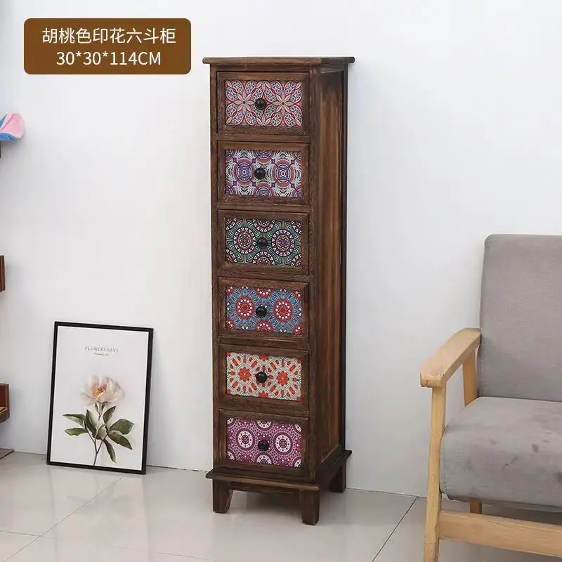 Утолщенный стол мини-шкаф в стиле ретро узкий шкаф с выдвижными полками простой