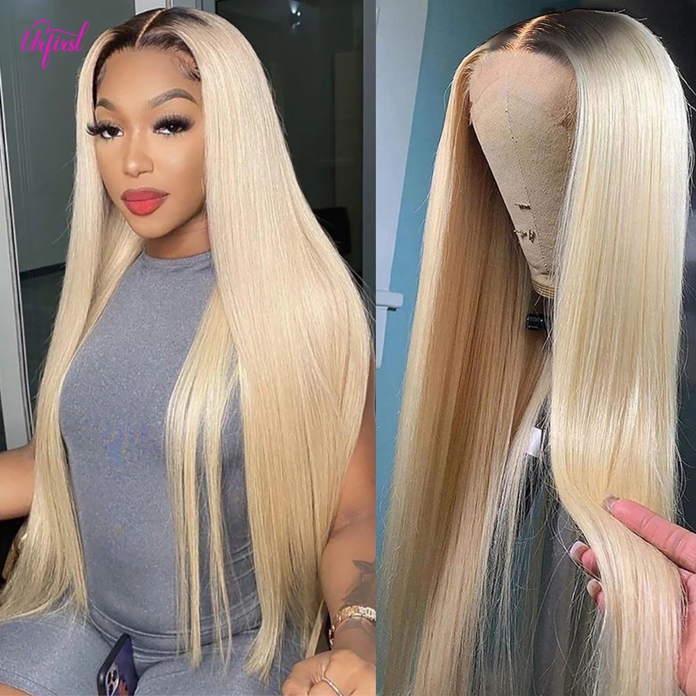 T1B/613 Ombre Wig Brazilian Straight Lace Front Human Hair Wigs Blonde Lace Front Wig Remy 30 inch Lace Frontal Wig Closure Wig