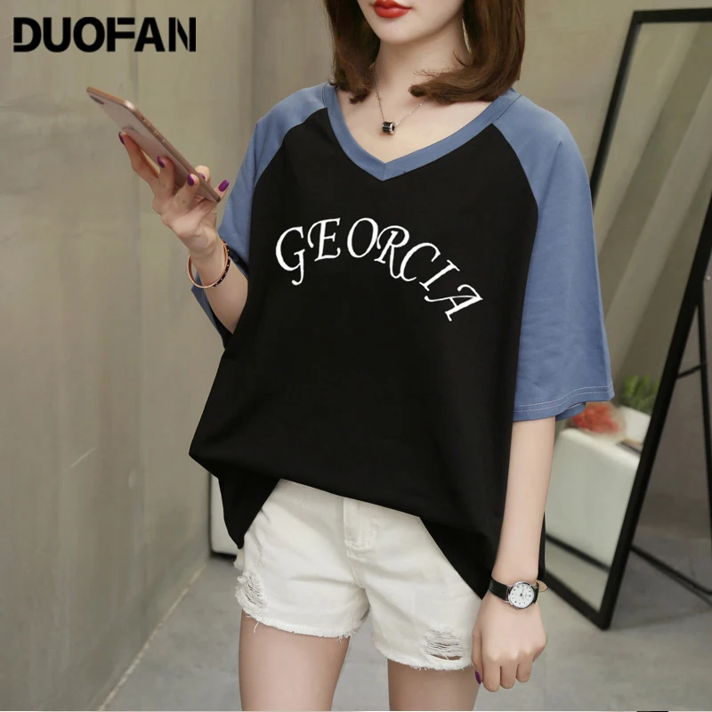 

Женская футболка с коротким рукавом и V-образным вырезом, 150 кг