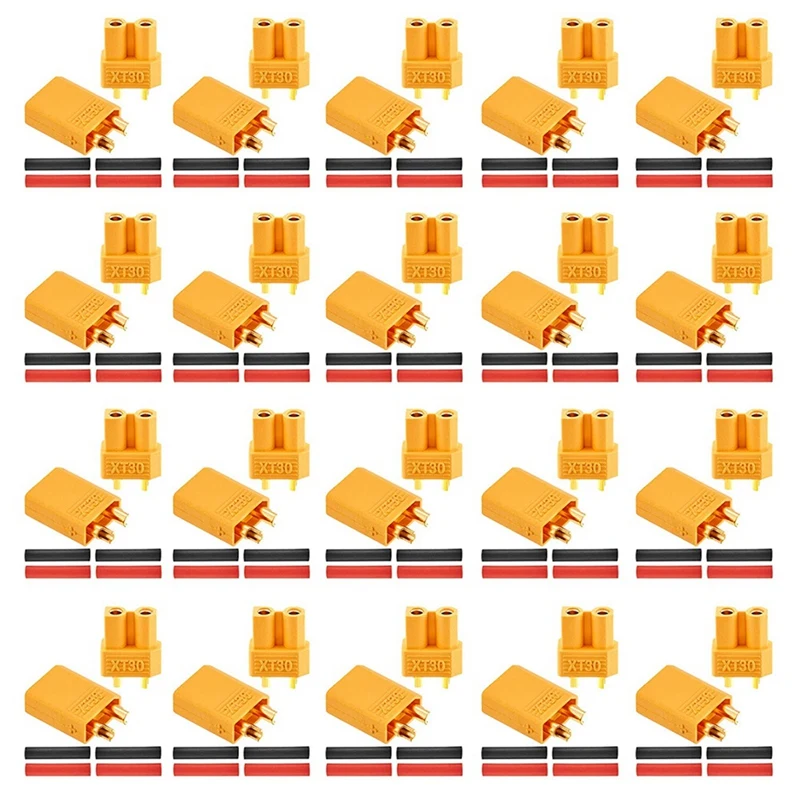 

20 Pairs XT30 Connectors Male And Female Connectors Plugs With 40 Pieces Shrink Tubing For RC Battery