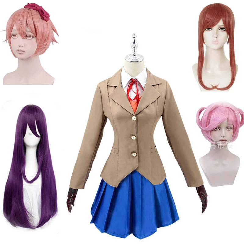 

Аниме Doki Literature Club Monika Cosplay Sayori Yuri Natsuki Косплей Костюм Школьница женская форма