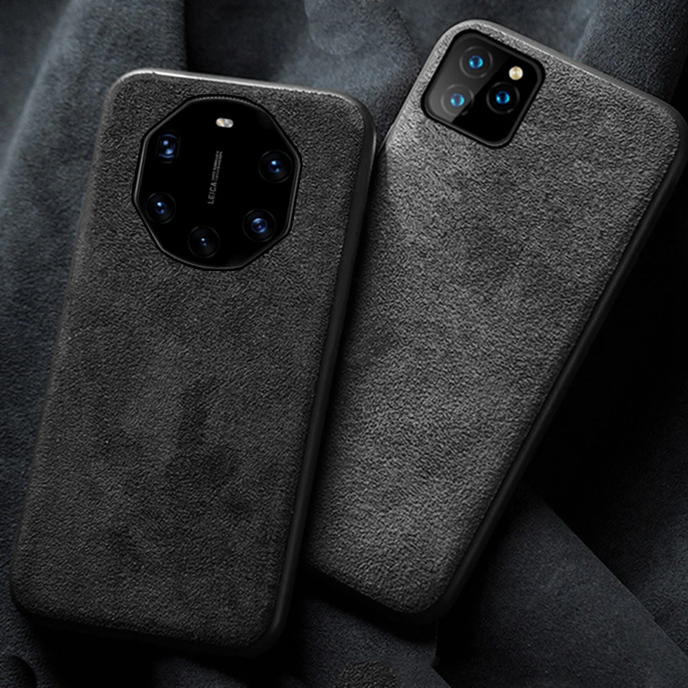 

suede Leather Phone Case For Huawei Mate 40 30rs 40 pro 40E Lite leather Soft TPU Edge Cover For huawei Mate40 Pro Plus cases
