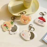kawaii bear rabbit acrylic portable makeup mirror creative cartoon multifunctional mirror keychain bag pendant accessories