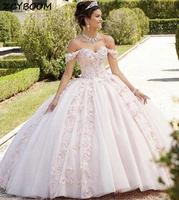light pink quinceanera dresses 2022 ball gown luxury formal party evening dress elegant off the shoulder prom dress for wedding