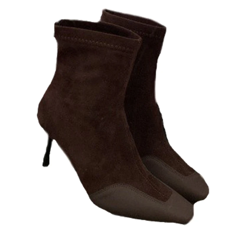 Короткие сапоги на высоком каблуке Alionly с квадратным носком новинка 2025 женские