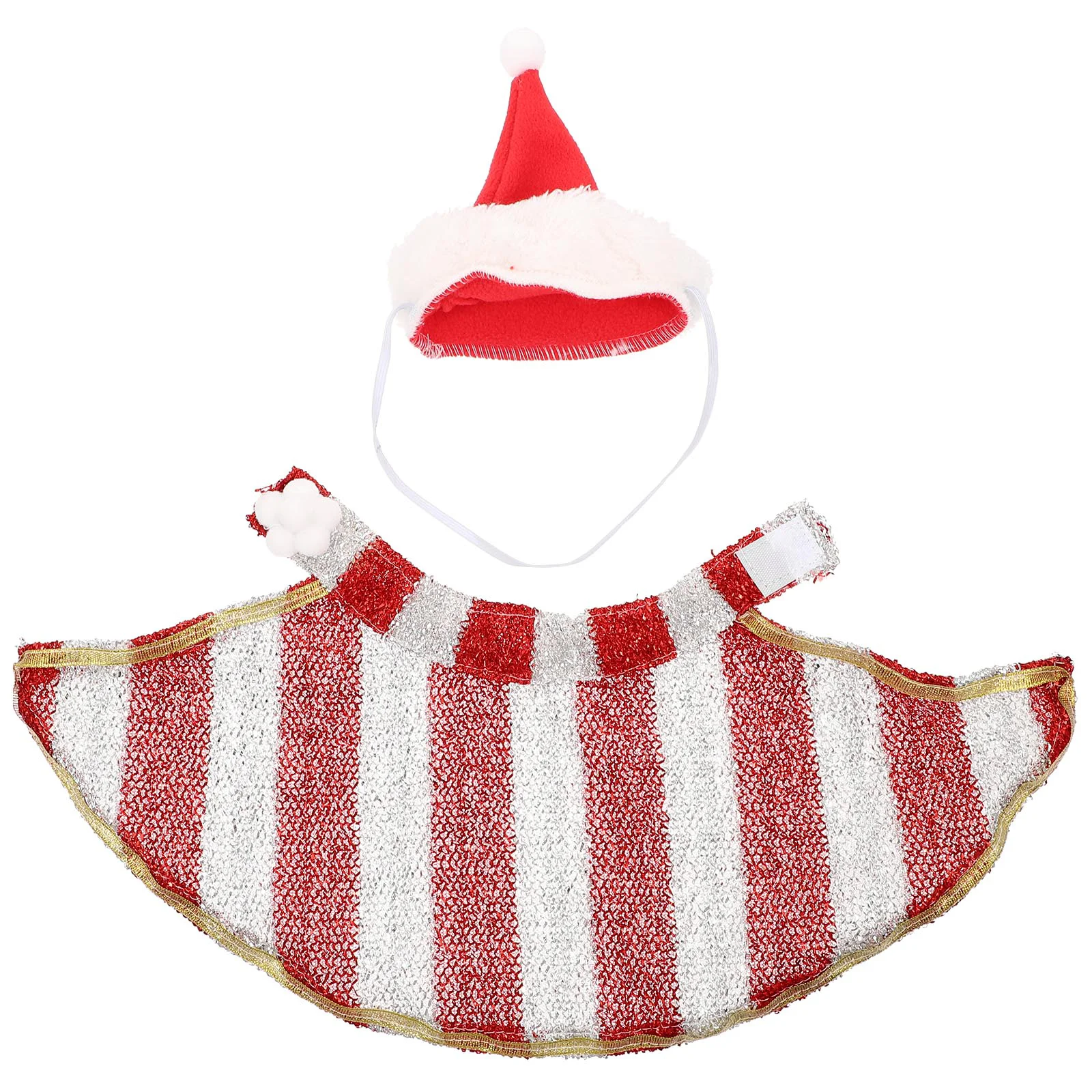 

1 Set Christmas Costume Suit with Hat Cat Cape and Xmas Hat Set