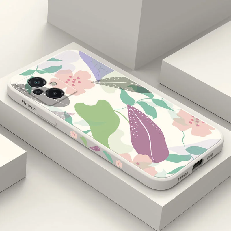 

Leaf Flowers Phone Case For Xiaomi Poco M5 M5S X5 F4 X4 M4 F3 X3 M3 F2 X2 Pro C40 4G 5G GT Liquid Silicone Cover