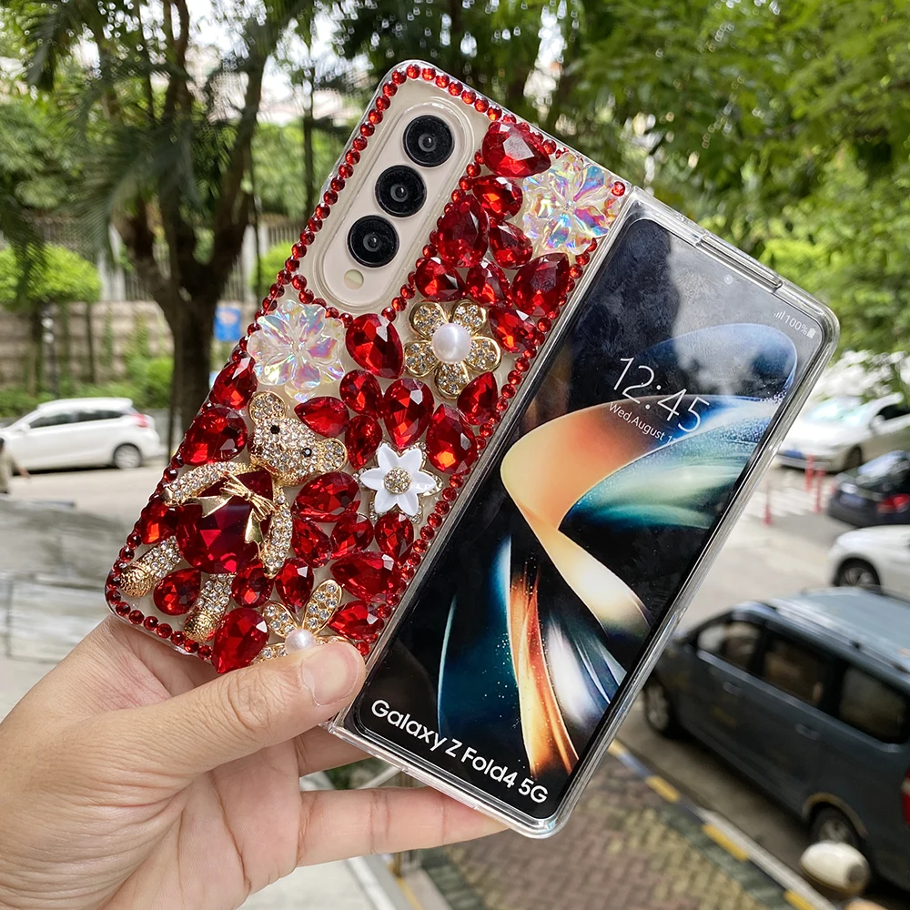 Жесткий чехол для телефона из поликарбоната с блестящими стразами и милым 3D