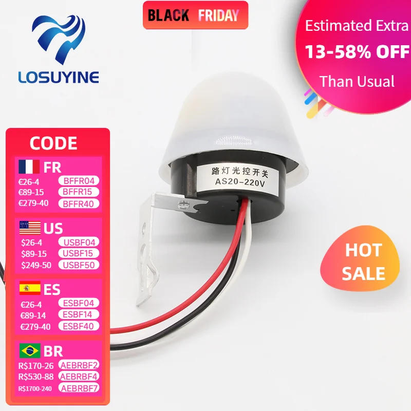 

Фотоэлемент с автоматическим включением и выключением, фотопереключатель, фотопереключатель, сенсорный переключатель, 220 В постоянного тока, 50-60 Гц, 10 А