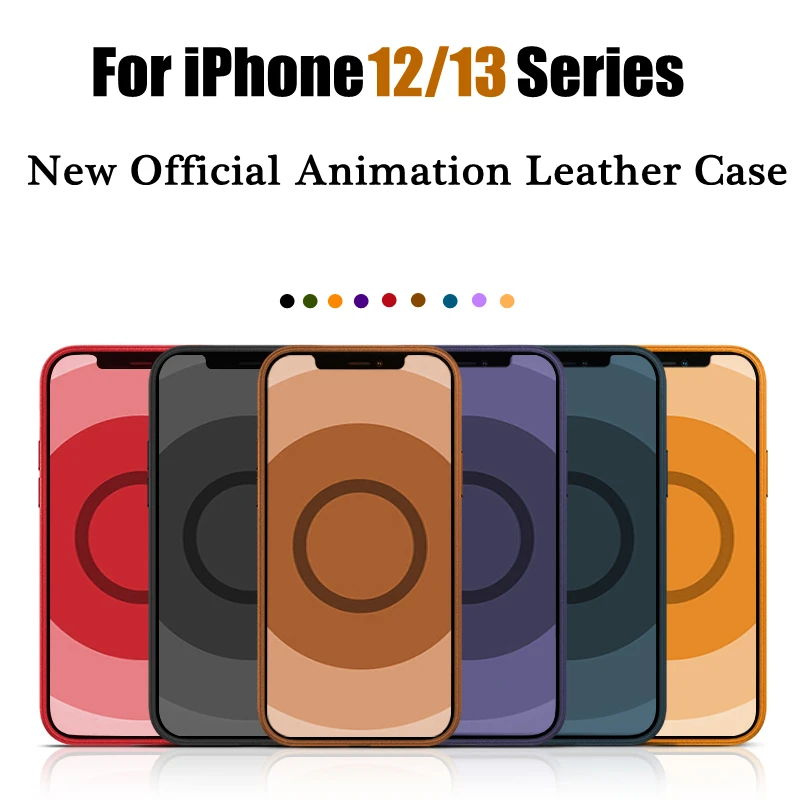 

Official Magnetic Geniune Leather Case For iPhone 13 Pro Max 12 Mini Case With Pop-Up Animation Wireless Charge Magnetic Cover