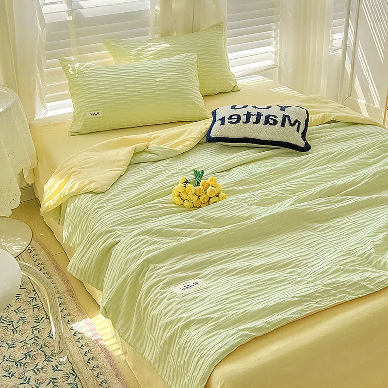 

Summer Air Condition Quilt Bubble Gauze Cooling Blankets Soft Smooth Comforter Lightweight Bed Quilt King Size Cover Twin Quilts