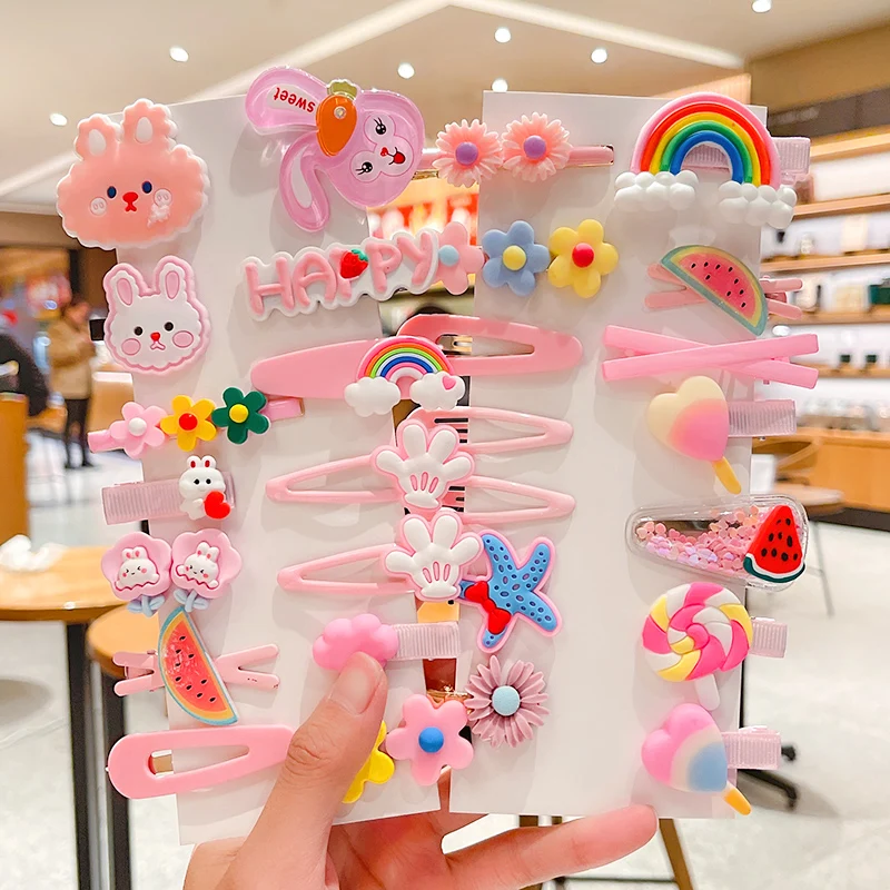 

14/28/45 Pcs/Set Children Cute Cartoon Flower Ornament Hair Clips Baby Girls Lovely Barrettes Hairpins Kids Hair Accessoriers