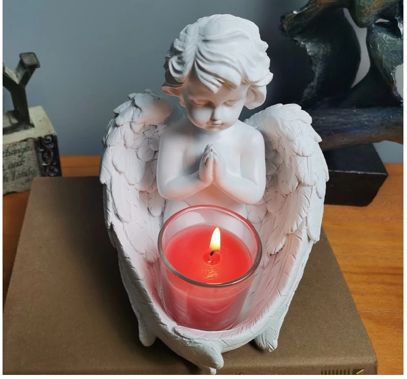 

New vintage angel candlestick ornaments Nordic style home desktop storage decorative resin crafts