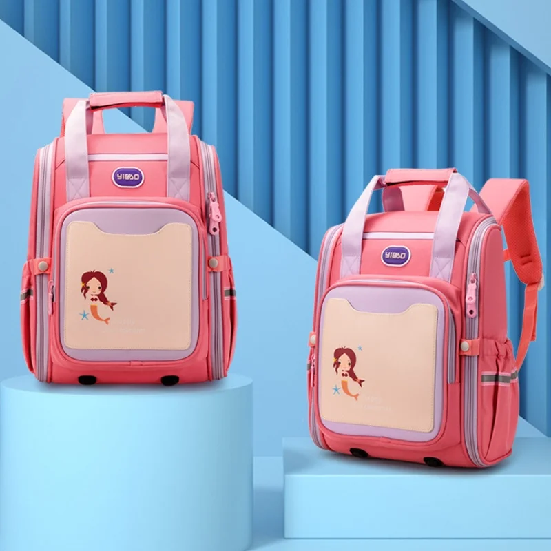 New Primary Students Children British Style Cute Cartoon Dinosaur Mermaid Backpacks Girl Boy Simple Large Schoolbags for Travel