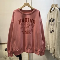 spring autumn womens loose round neck pullover versatile letter pullover long sleeve sweater sweatshirt top
