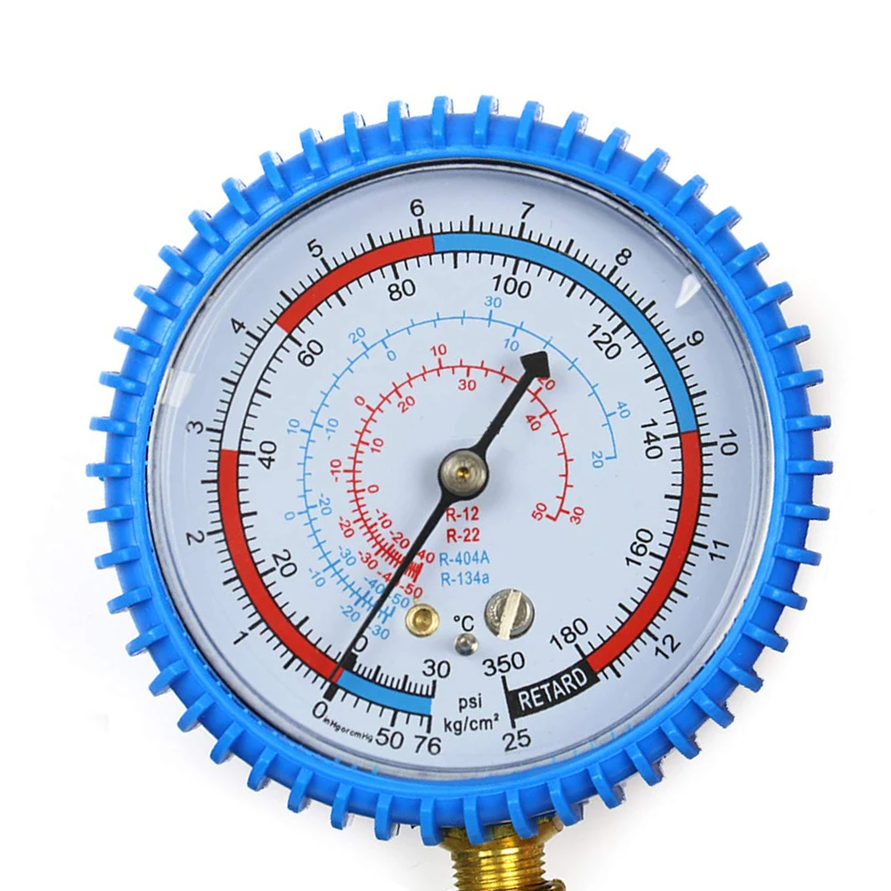 Фото Манометр низкого (синего цвета) для кондиционера REFRIGERANT R134a R22 R12 R404a 0-15 кг/см2, 0-350 фунтов на квадратный дюйм №2