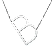 simple stainless steel big letter b necklace women girl gold alphabet pendant necklace party gife