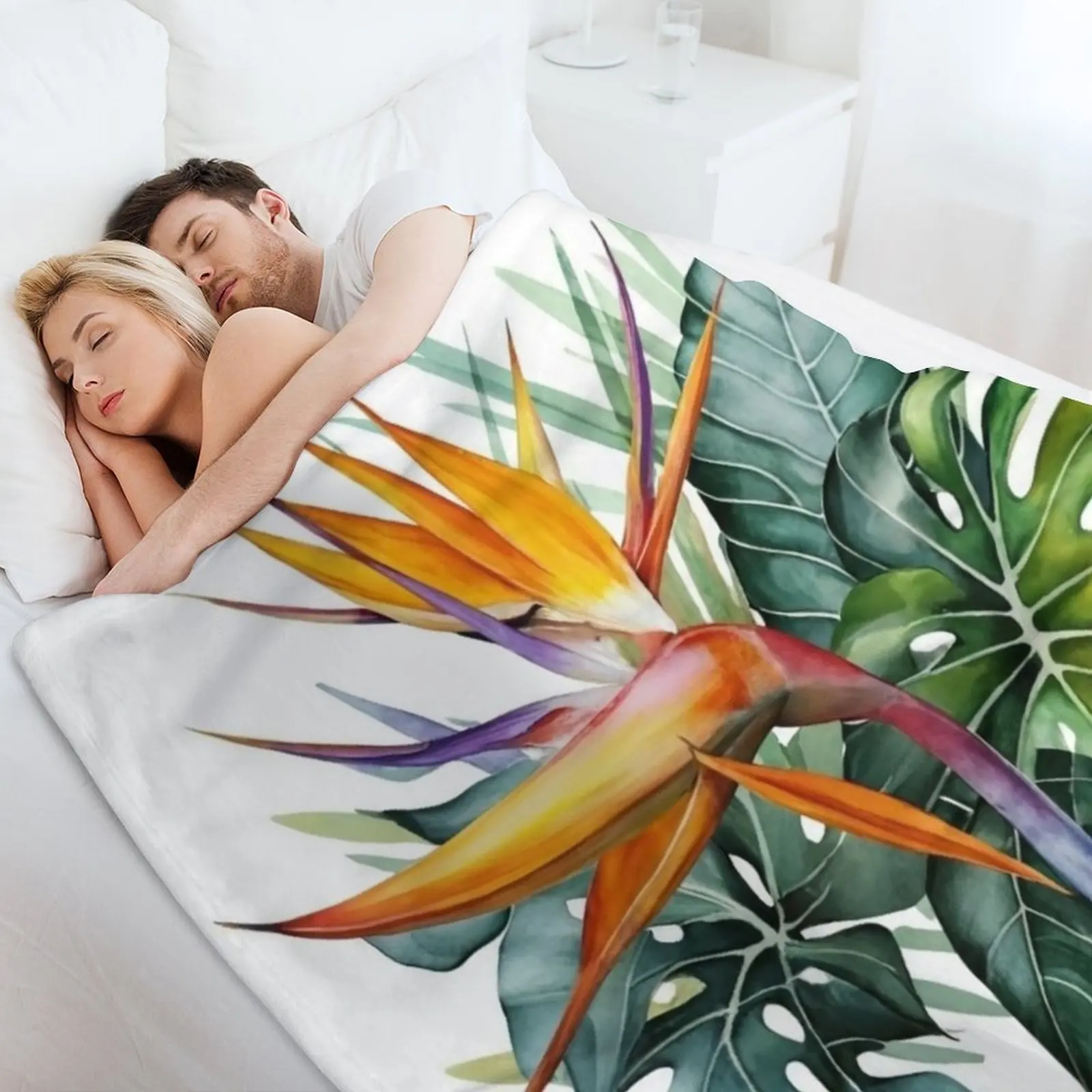Strelitzia Bliss: Ботаническое красивое одеяло с диваном персонализированный подарок