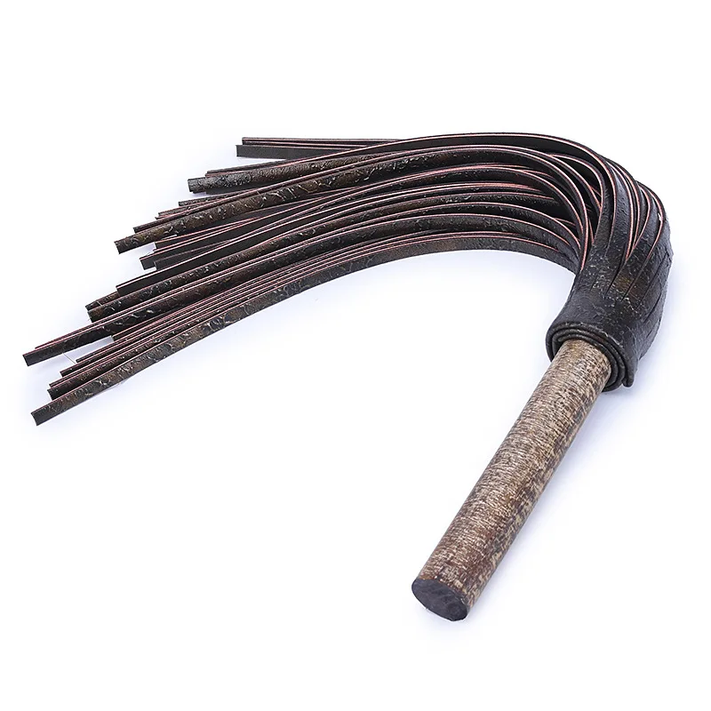 

Ancient Wooden Round Handle, Handwork Make Genuine Leather COW LEATHER Whip