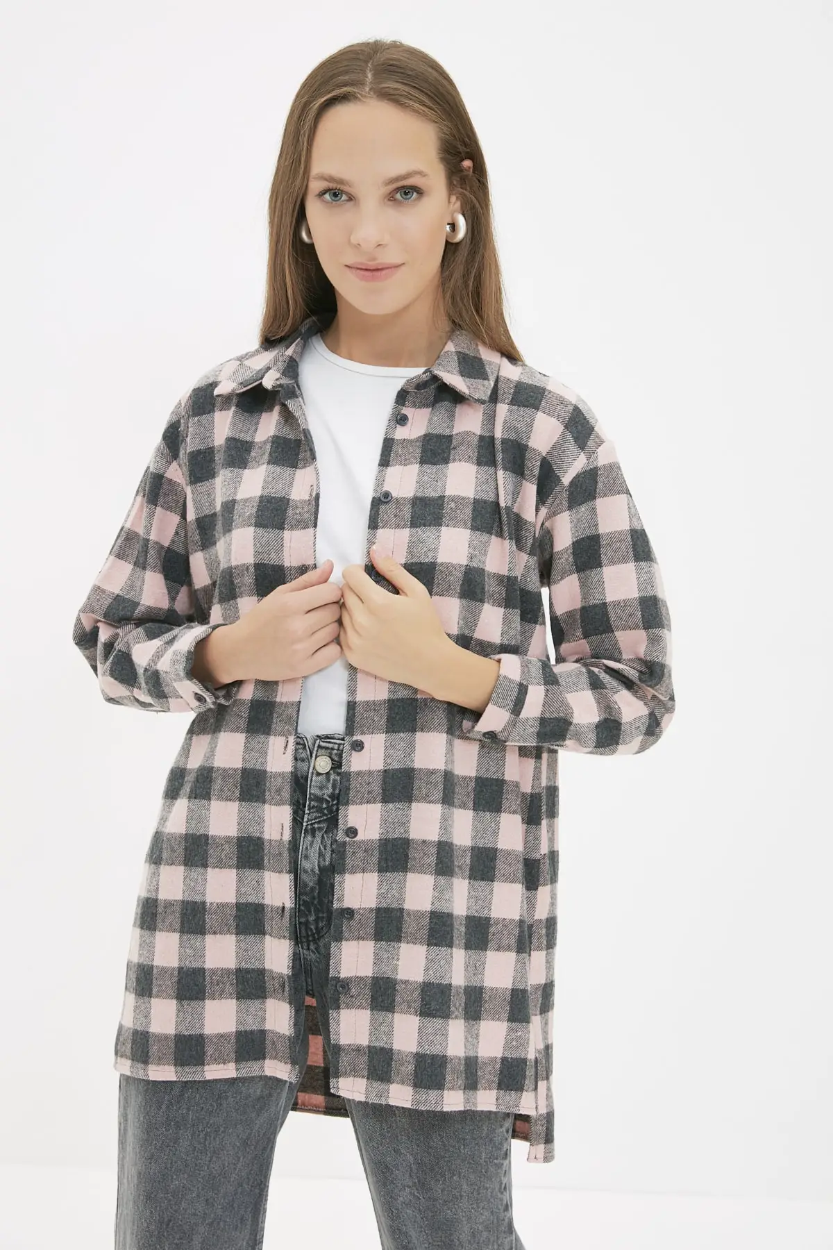 

Trendyol Shirt Collar Plaid Tunik TCTAW22UK0220