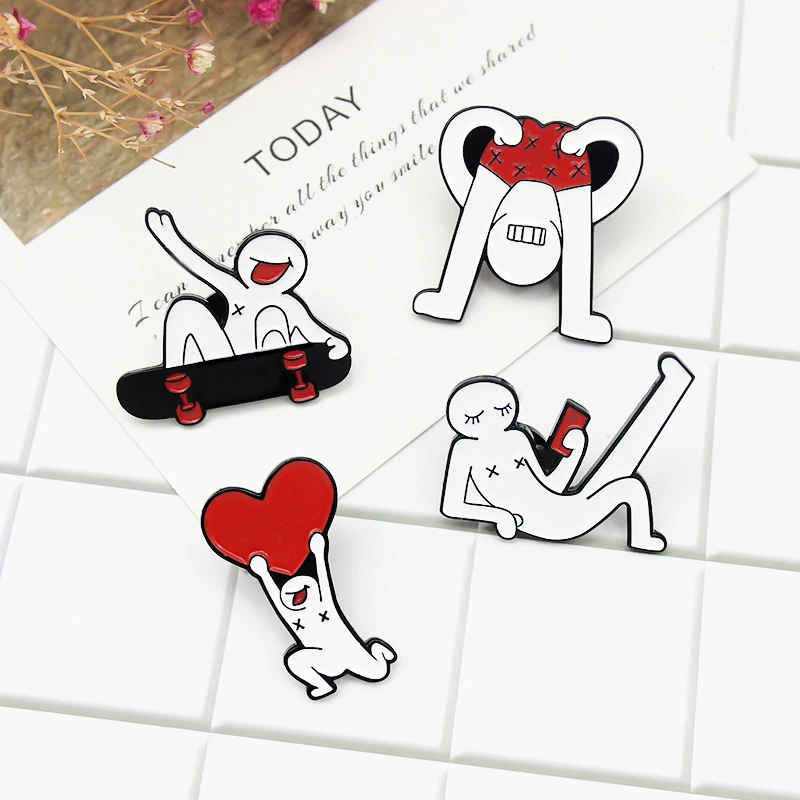 Серия брошей красное сердце спортивные штаны катанер для мальчиков люди