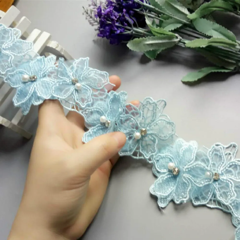 Вышивка из органзы с жемчугом 8 см 10 шт./лот | Дом и сад