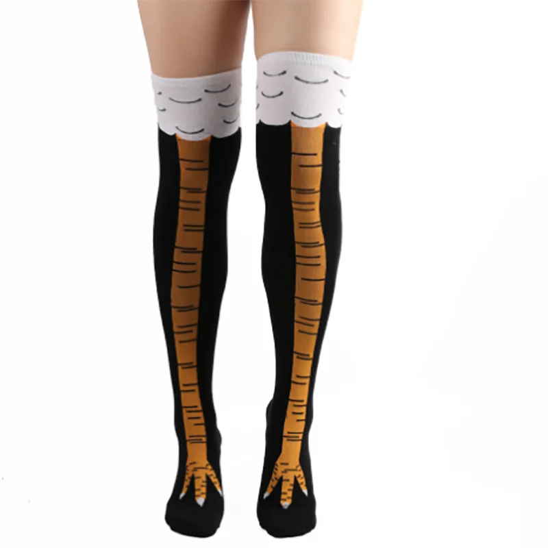 

Chicken Paws Feet Socks Women Long Socks Leg Warmers Funny Cartoon Cotton Chicken Leg Claw 3D Print Over Knee Socks Stockings