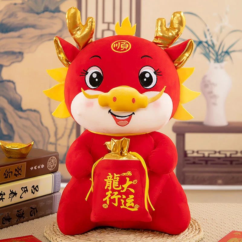 

Новогодняя декоративная подушка в виде китайского знака зодиака, милые мягкие плюшевые игрушки в виде красного дракона, подарок для детей на новый год