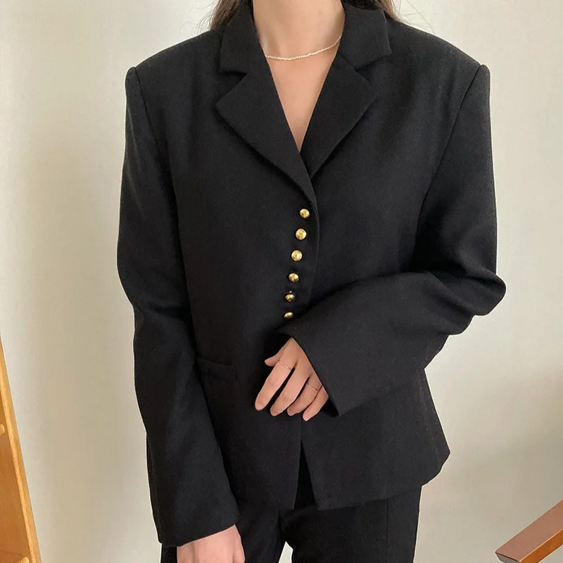 Женский пиджак с отложным воротником повседневный свободный в Корейском стиле
