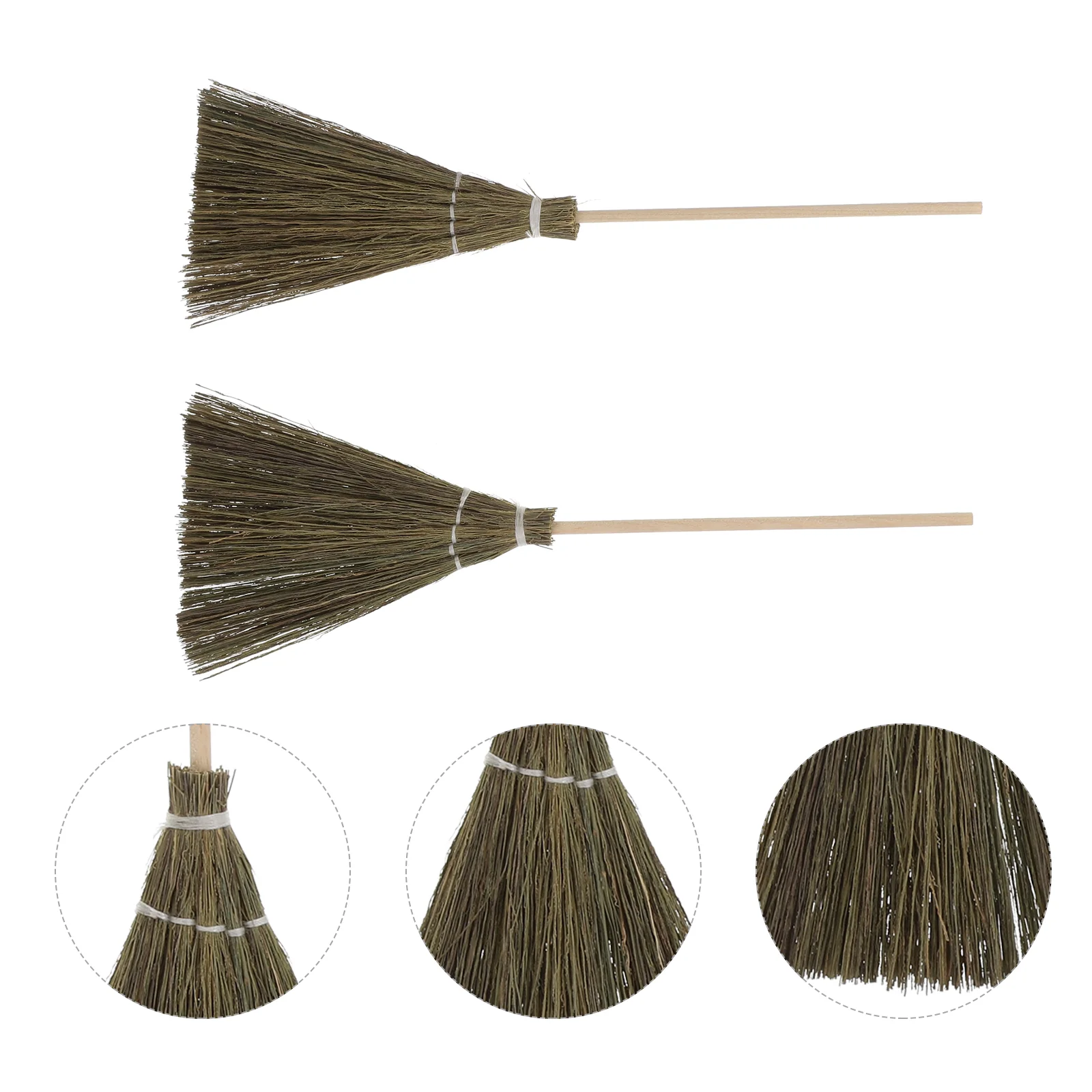 

2 Pcs Trinkets Broom Model Child House Accessories Home Grass Cleaning Brooms