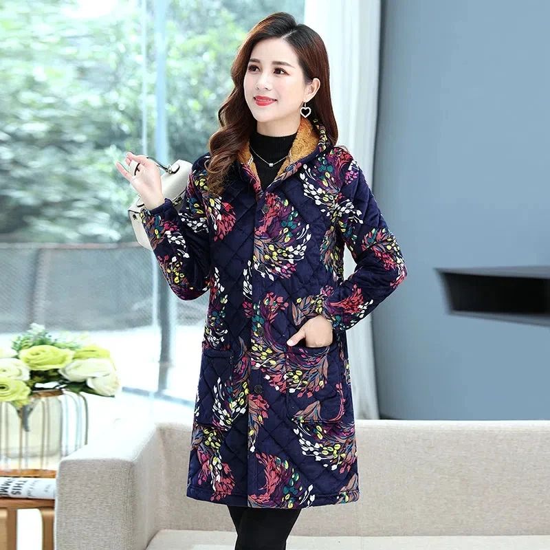 Cotton Coat Women Clothing 2022 Winter New Fashion Casual Loose Ethnic Style Padded Jacket Female Large Size Long Thick Parkas
