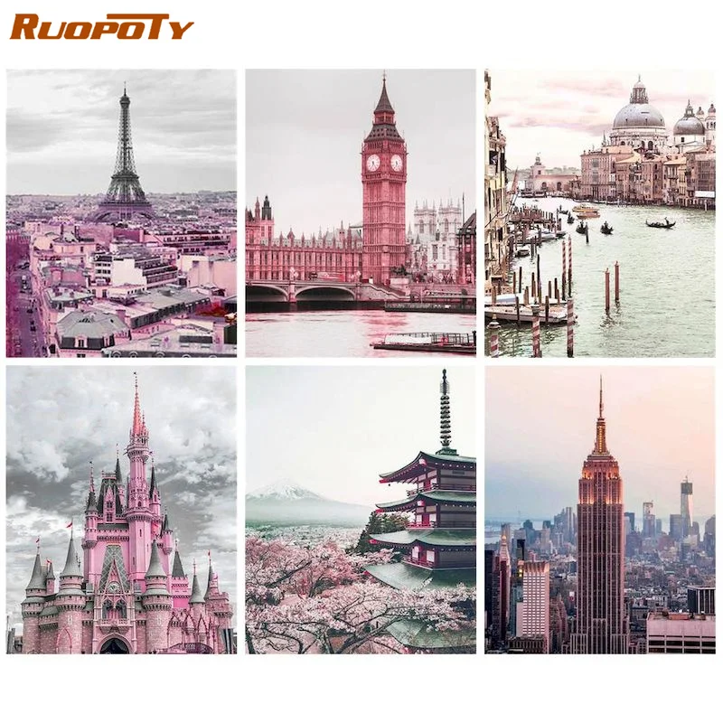 

RUOPOTY DIY Paint by Number Tree Picture Landscape On Canvas Zero Basis DiyHandWorks Painting By Number For Adults Home Decor