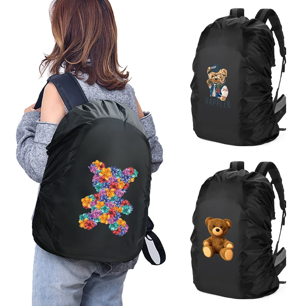 

School Bags Backpack Rain Cover Dustproof Bear Print for 20-70L Sport Travel Outdoor Hiking Climbing Computer fan motorcycle