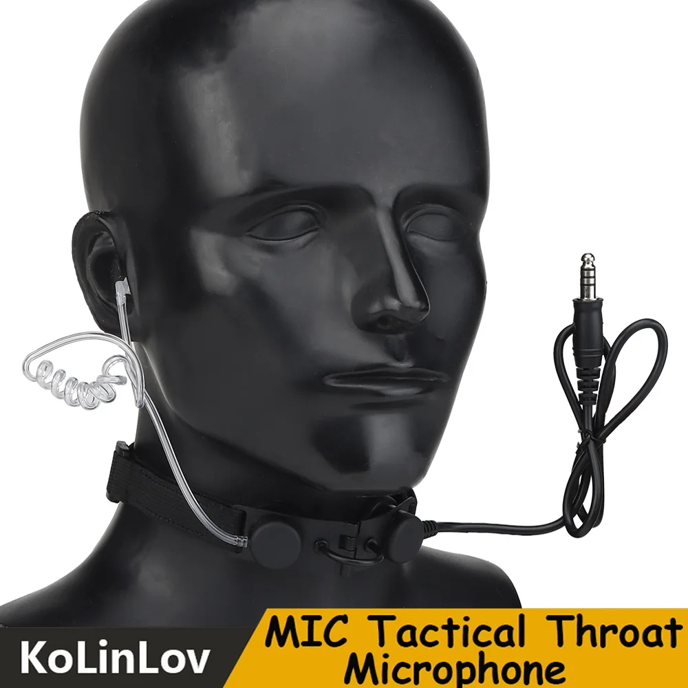 MIC Tactical Throat Microphone Air Tube Headset for U94 TCI PTT Walkie-Talkie Radio Tactical Walkie Talkie Accessories