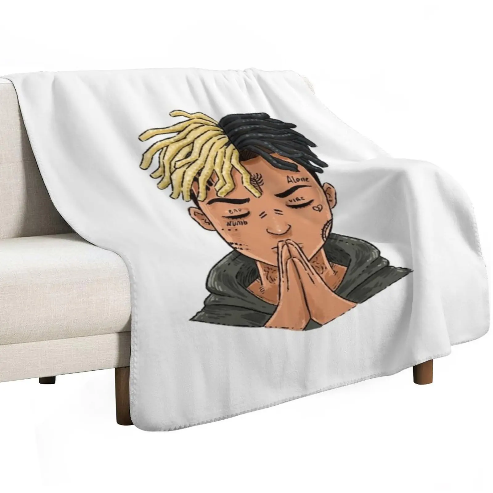 Фото Плед XXXTentation с мультяшным рисунком RIP Legend Rap, красивый, теплый, зимний, термоодеяло для путешествий, пледы в стиле манга №2