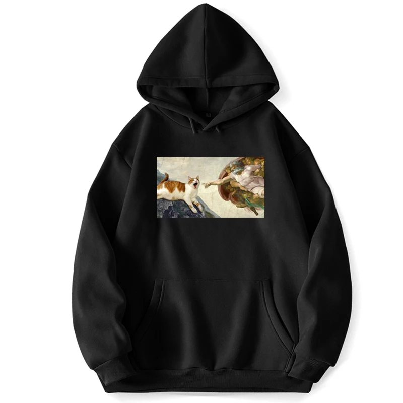 

Genesis Funny Cat Hooded Sweatshirts Men Pullovers Jumper Hoodies Hoodie Trapstar Pocket Spring Autumn Korean Style Sweatshirt