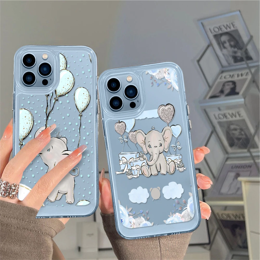 

Dumbo Clear Phone Case for iPhone 14 13 12 11 Pro Max Mini XS XR X Cute Elephant Shell Back Cover for iPhone14promax Capa Fundas