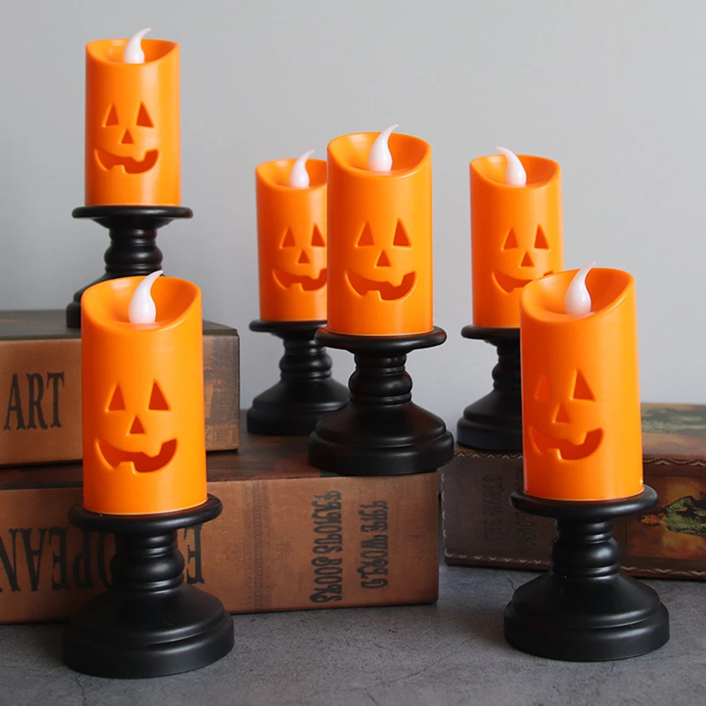 

Halloween Candle Light LED Candlestick Lamp Ornaments Props Happy Halloween Party Props Pumpkin Candle Light Colorful Decoration
