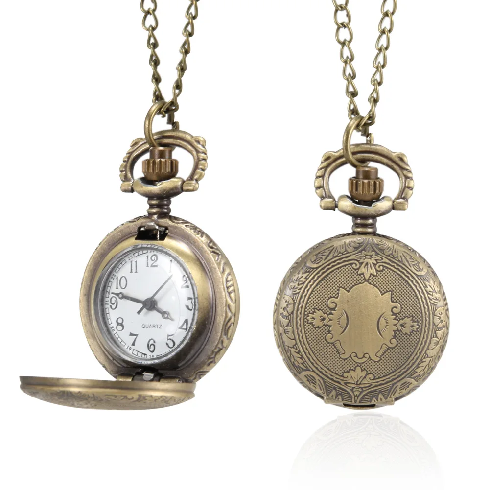 1 шт. мужские и женские карманные часы Винтажный чехол с резьбой цепочкой LL @ 17 |