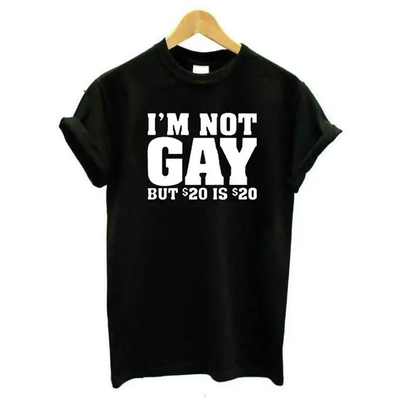 

Женские футболки, летняя повседневная футболка в стиле Харадзюку, женские топы, забавная женская футболка с надписью «Я не геев», но 20 баксо...