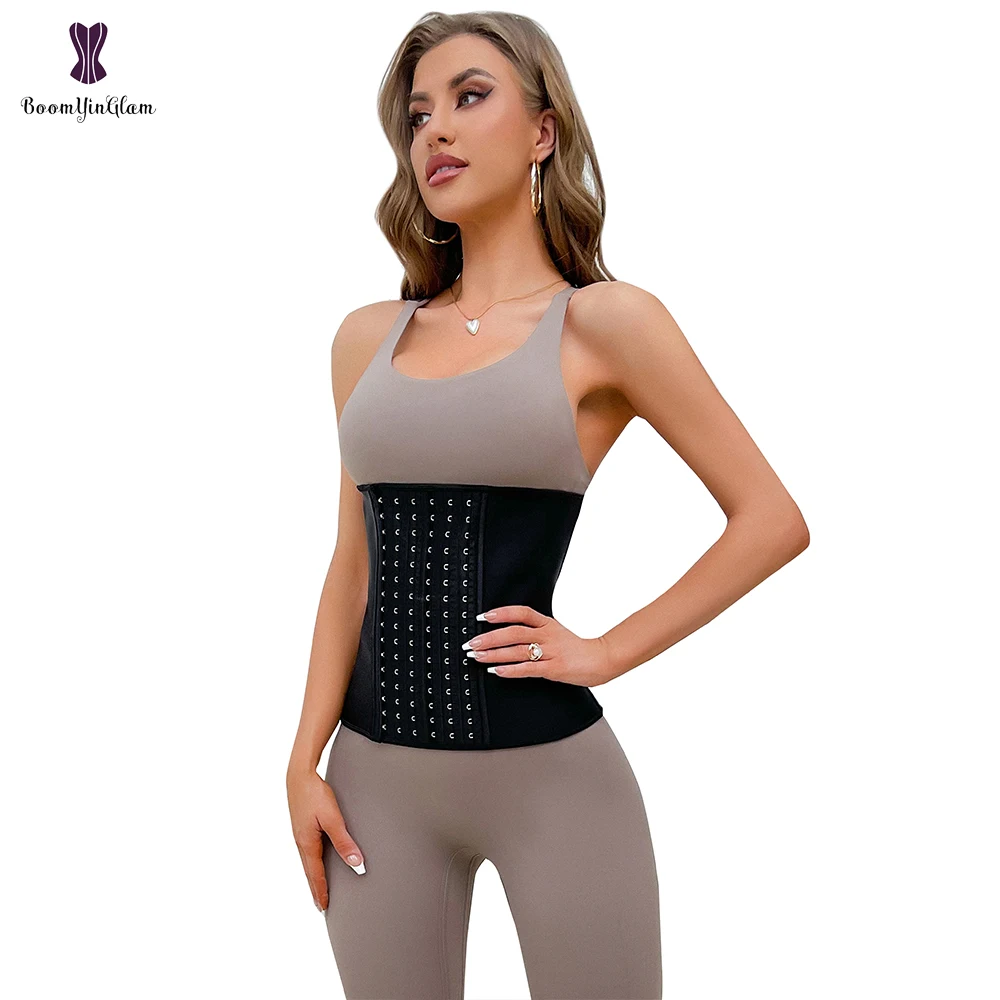 

6 Hooks and Eyes Latex Waist Trainer Corset Steel Bones Cincher Girdles Tummy Control Hourglass Body Shaper