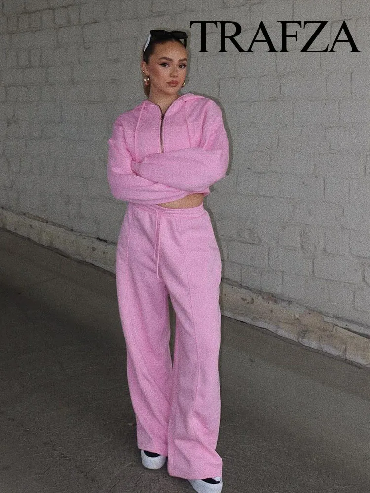 Брюки и толстовка Женские однотонные с капюшоном длинным рукавом