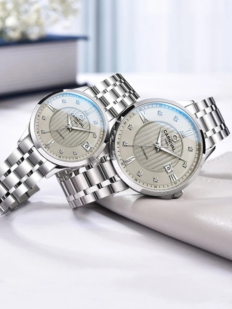 Carnival Watch for Men Business Automatic Stainless Steel Waterproof Luminous Date Luxury Casual Women MIYOTA Mechanical Watch