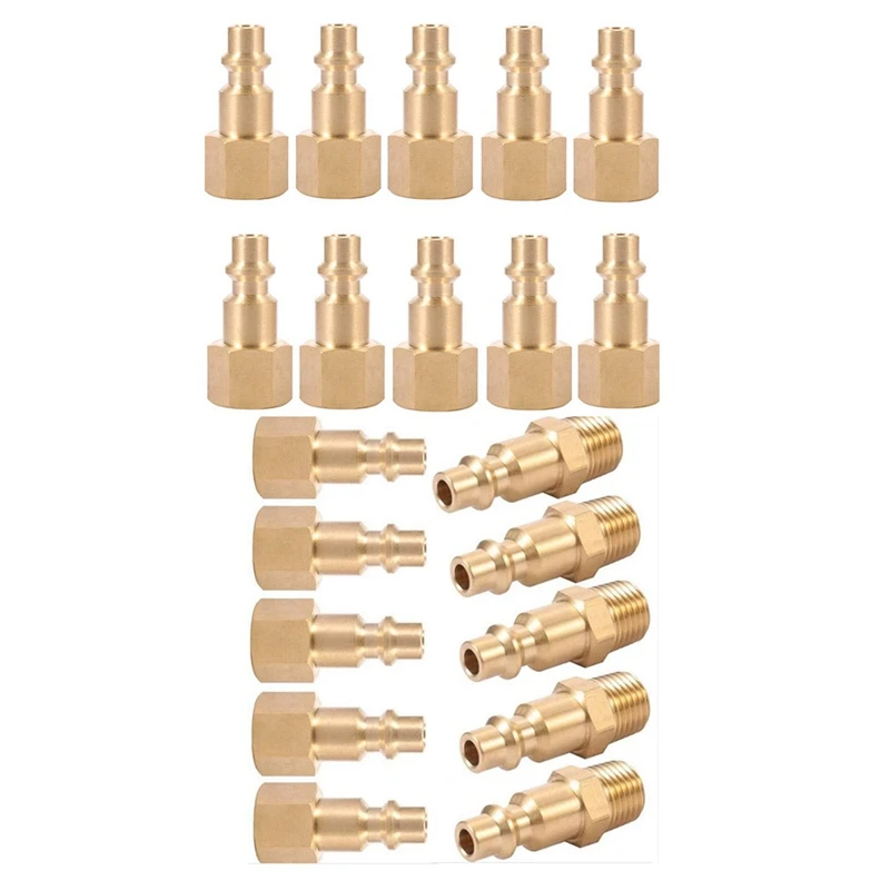 

HOT-1/4 Inch Brass Air Hose Quick Connect Adapter,Air Coupler And Plug Kit,Air Compressor Fittings 10Pcs
